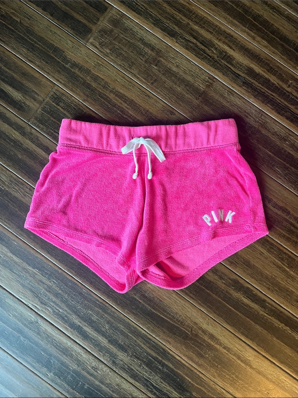 PINK Victoria's Secret Hot Pink Terry Cloth Lounge Shorts
